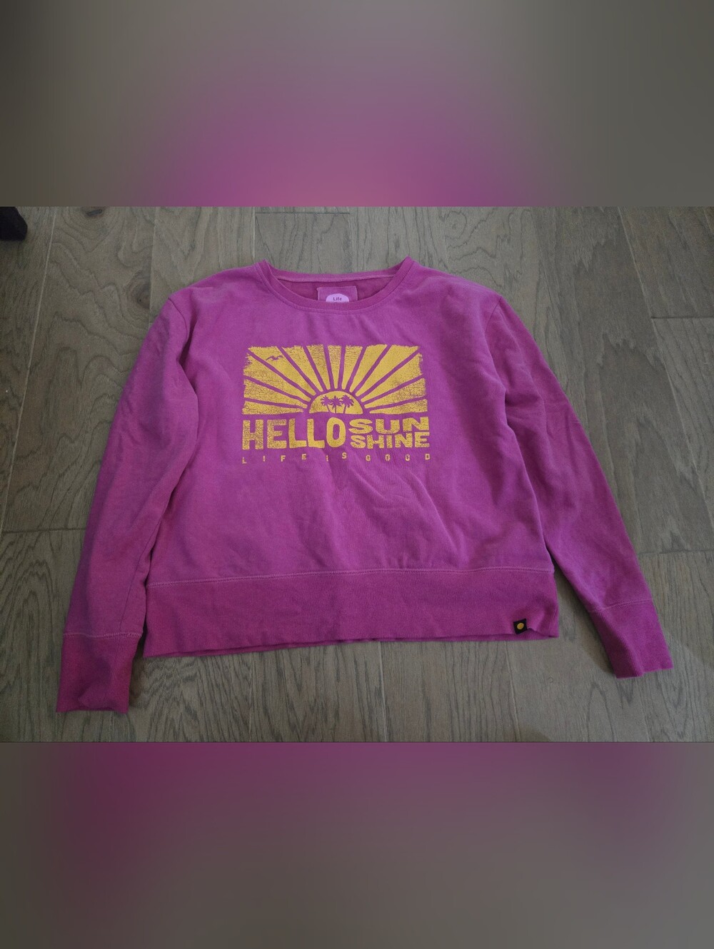 Life Is Good Womens M Pink 'Hello Sunshine' Graphic Crewneck Sweatshirt